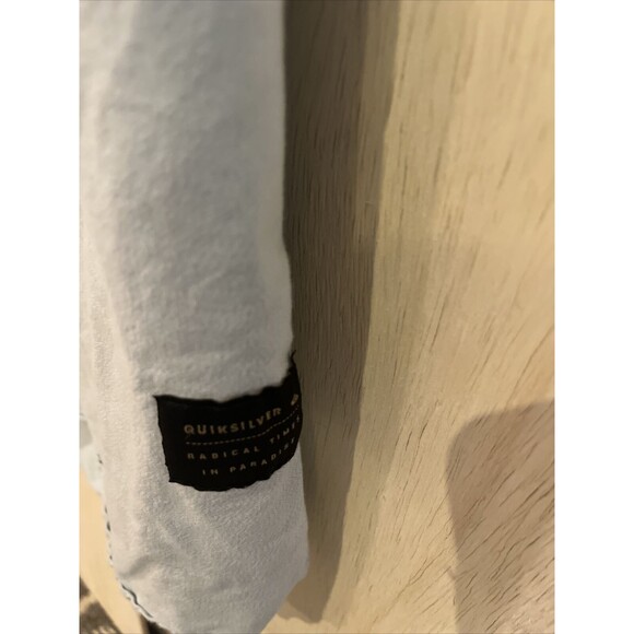 QUICKSILVER Mens Large Shirt Top Blue Striped Shirt Short Sleeve Button Down - Picture 5 of 7